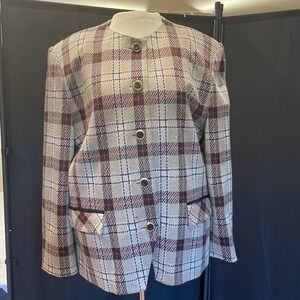 Vintage‎ Henry Lee Plaid Blazer Jacket Size 18 Wool Blend Academia Chic